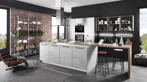 Stahl, Beton und Backstein: So geht moderner Industrial Look in der Küche.